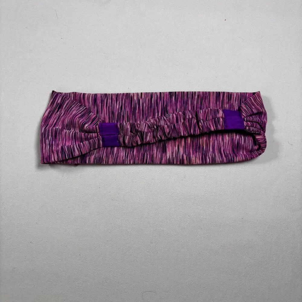 Purple Space Dye Athletic Headband Elastic Workout Yoga Sweatband Hair Wrap
